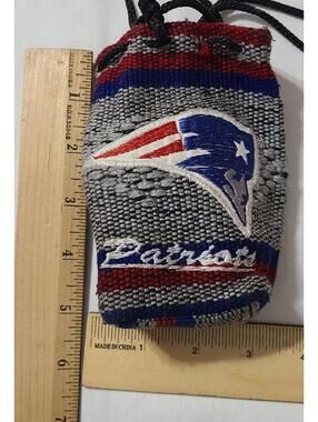 NFL New England Patriots Handmade Woven Drink Carrier Cinch Bag 5x3.5 Aztec Baja